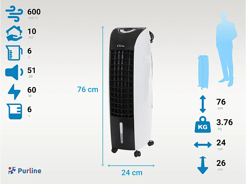 Rafraichisseur d'air par évaporation électronique à débit élevé
