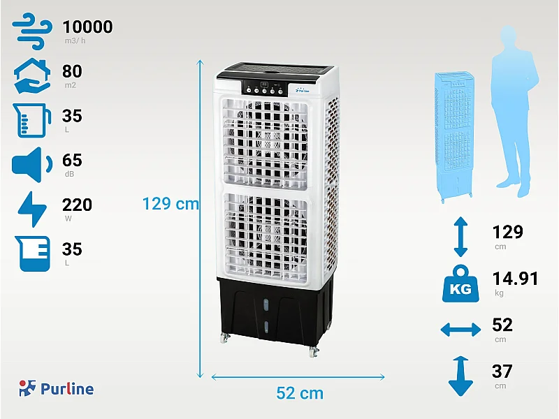 Refroidisseur par évaporation à haut débit avec ventilateur