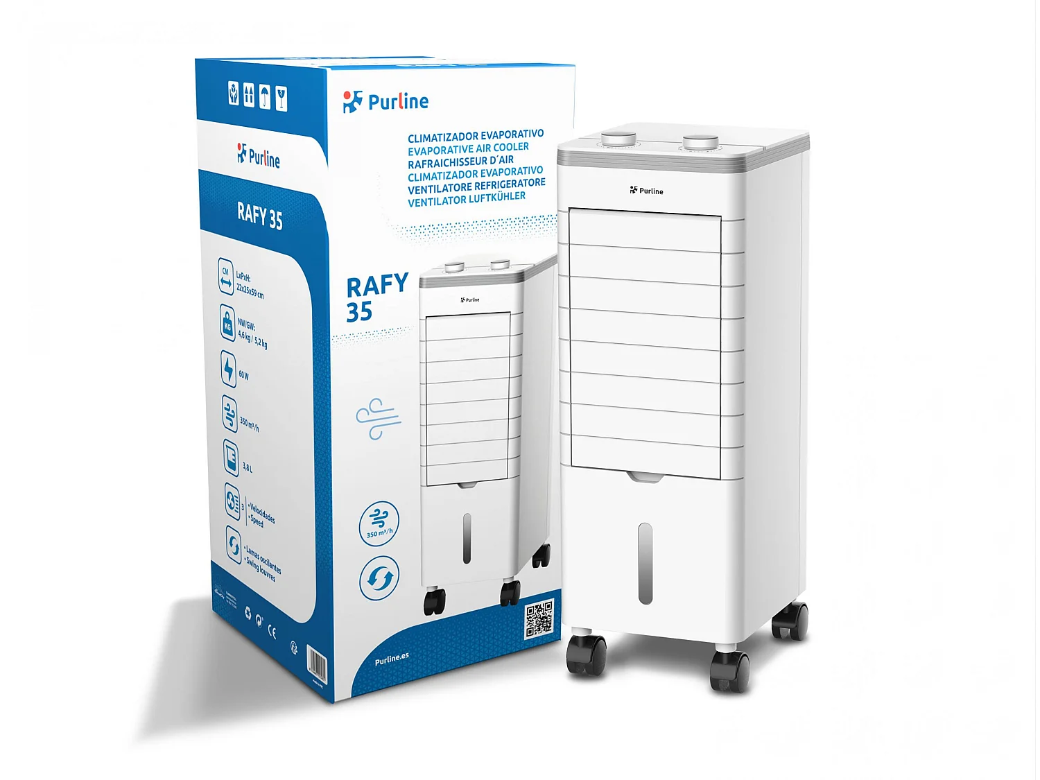 Refroidisseur par évaporation compact avec lamelles rabattables