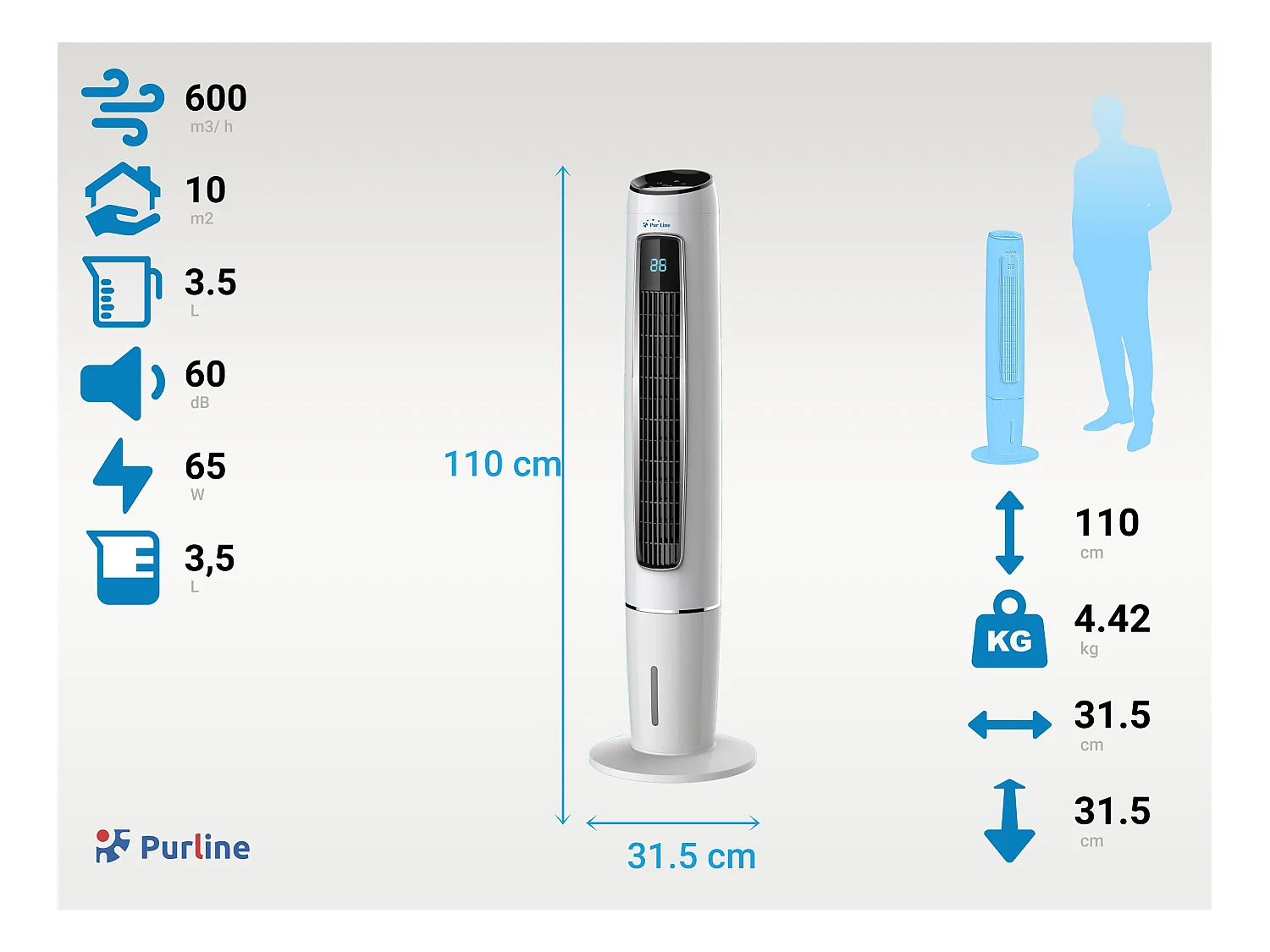 Rafraichisseur d'air par évaporation électronique à débit élevé