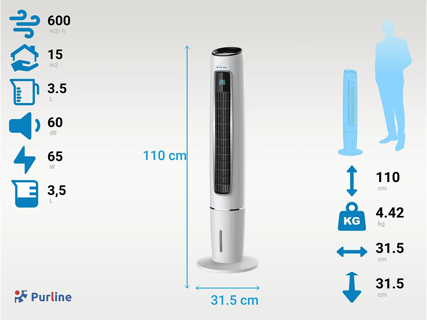Rafraichisseur d'air par évaporation électronique à débit élevé