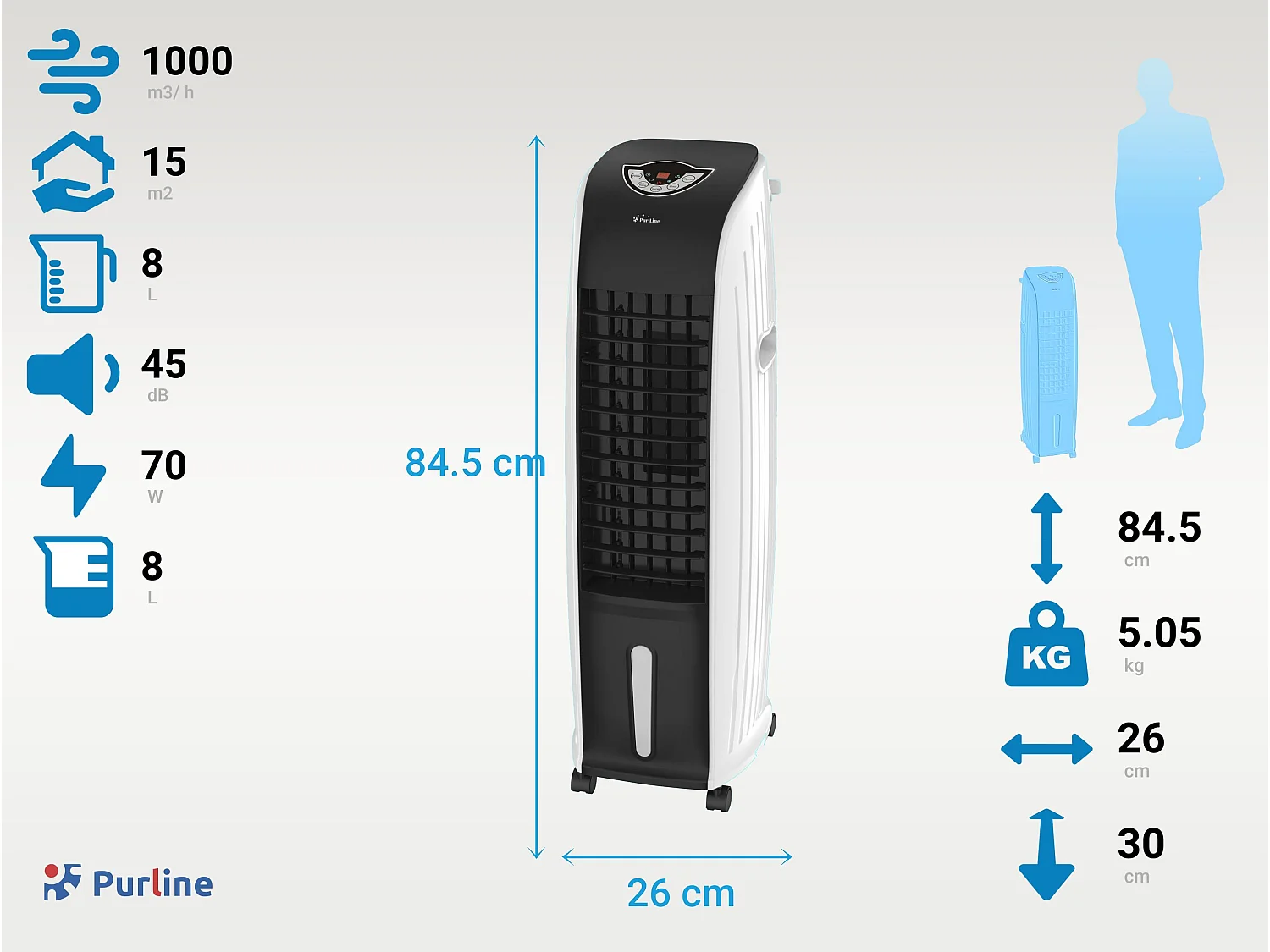 Climatizador digital evaporativo com controlo remoto