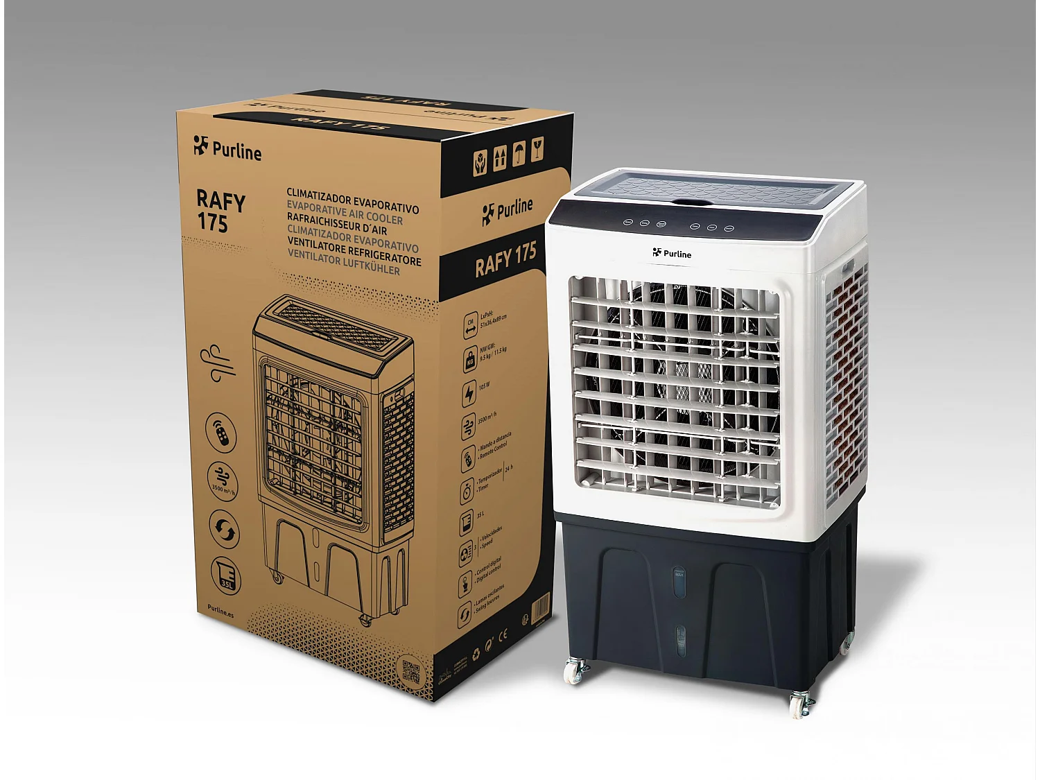 Aparelho de ar condicionado evaporativo de caudal elevado com abertura superior