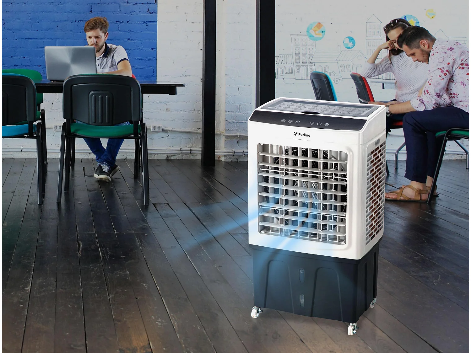 Aparelho de ar condicionado evaporativo de caudal elevado com abertura superior