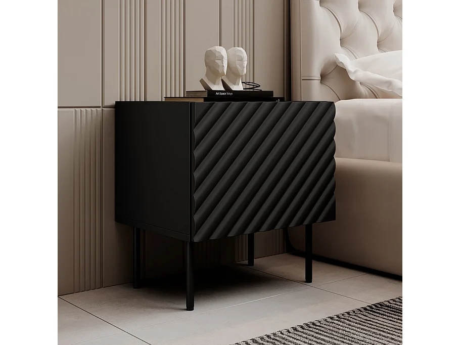 Set di 2 comodini in nero opaco e rovere Emile