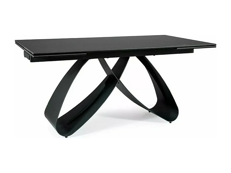 Mesa extensible de cerámica de diseño con aspecto de mármol negro Amalia