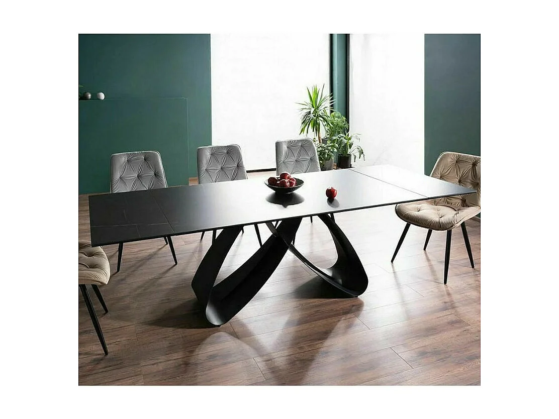 Tavolo allungabile in ceramica di design Amalia, effetto marmo nero