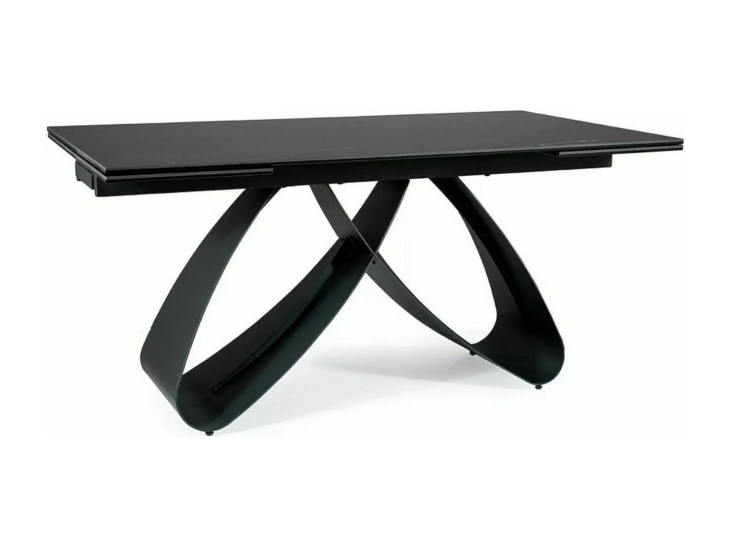 Mesa extensible de cerámica de diseño con aspecto de mármol negro Amalia