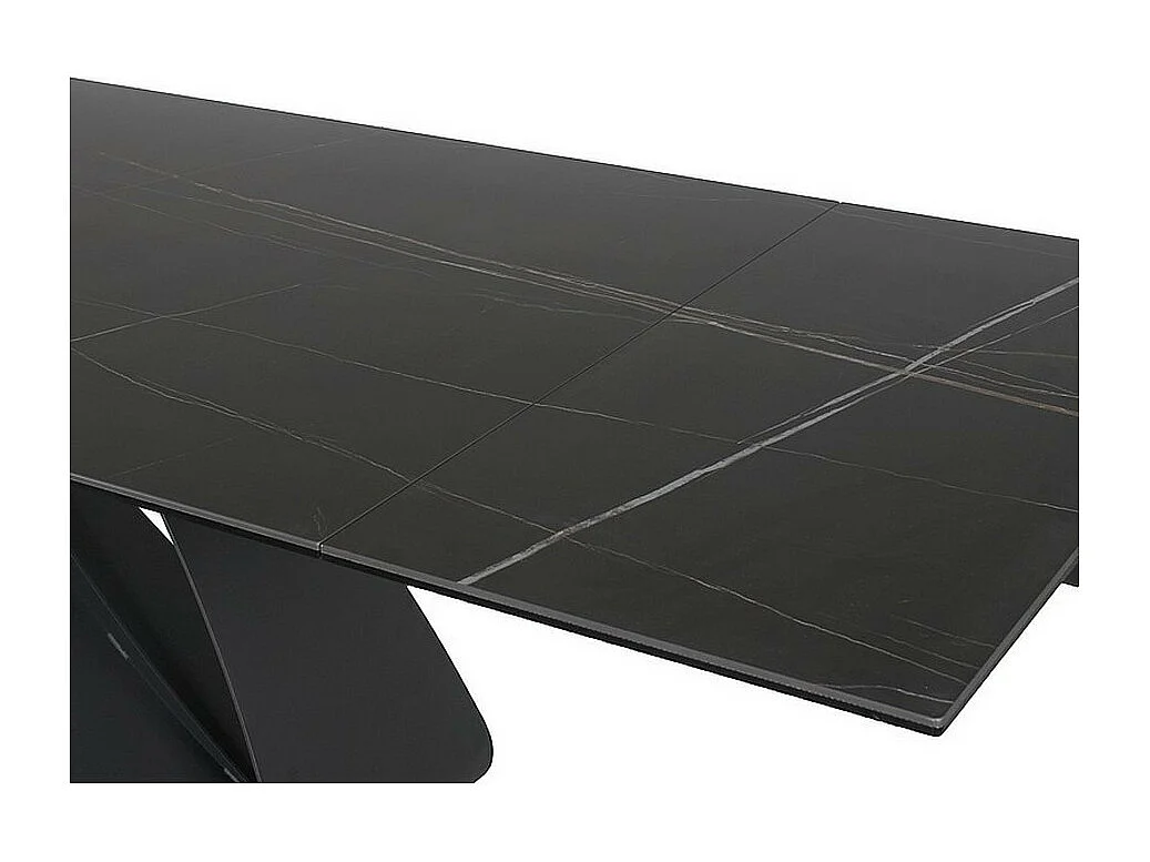 Mesa de comedor Justine de cerámica negra y cristal templado