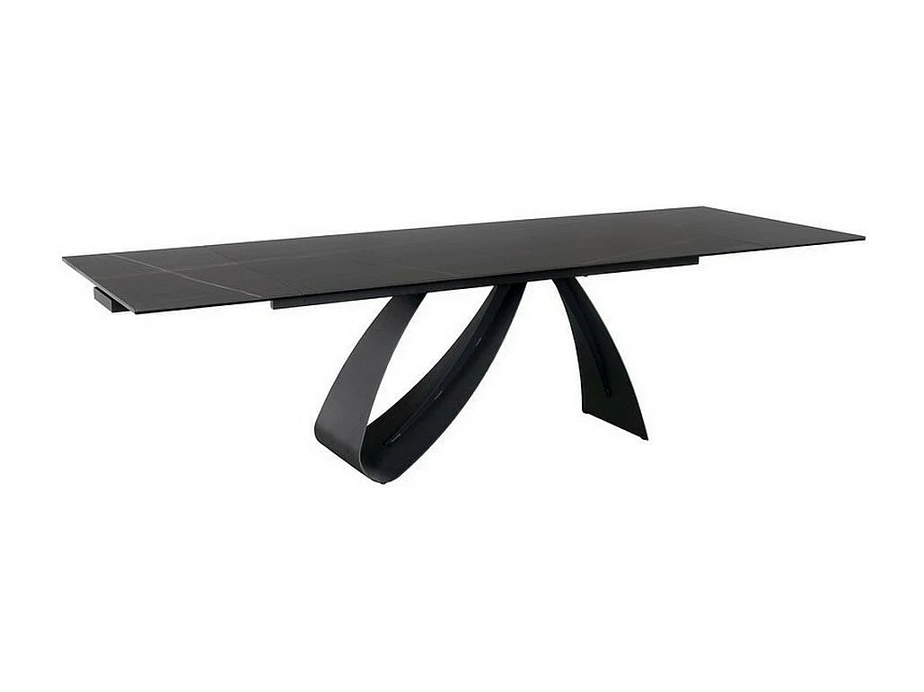 Mesa de comedor Justine de cerámica negra y cristal templado