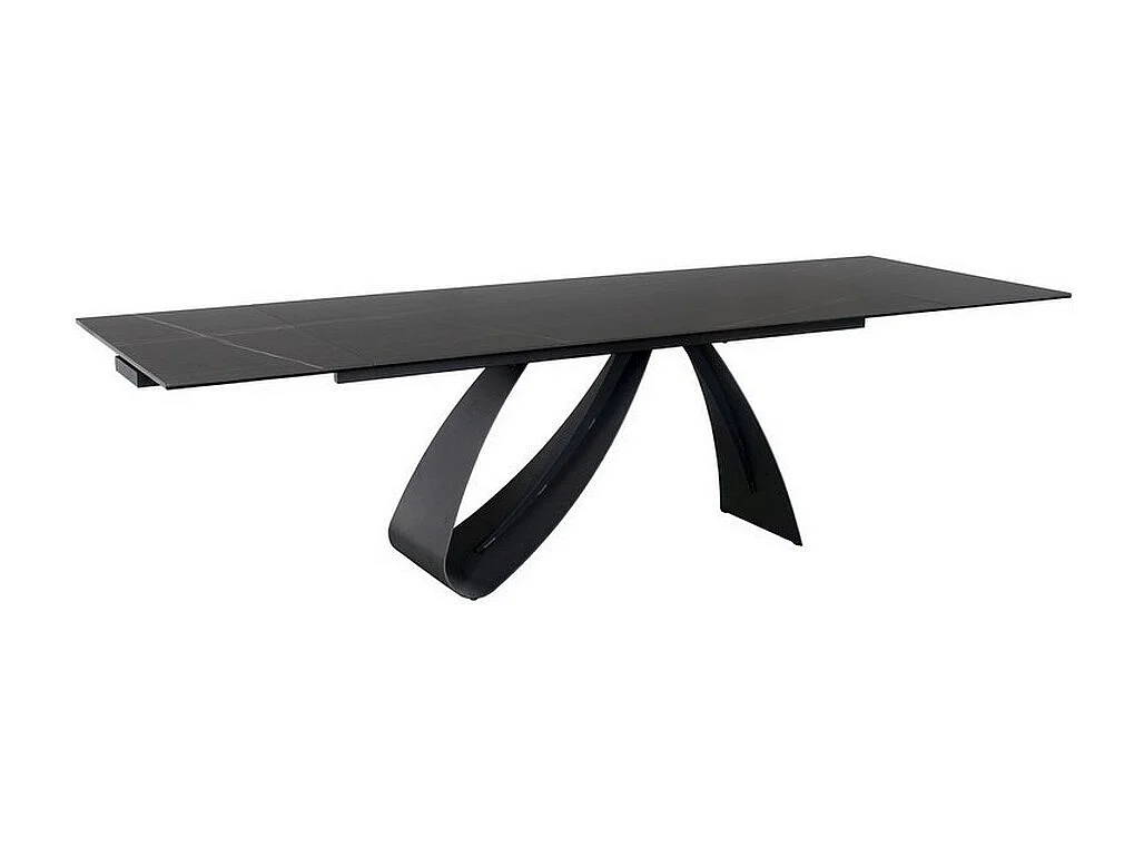 Mesa de comedor Justine de cerámica negra y cristal templado