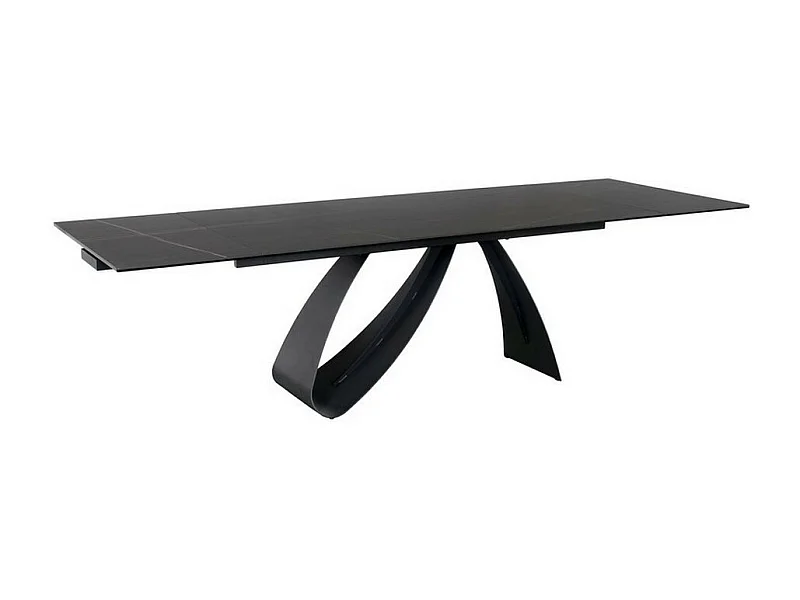 Table a manger noire design en céramique et verre trempé Justine