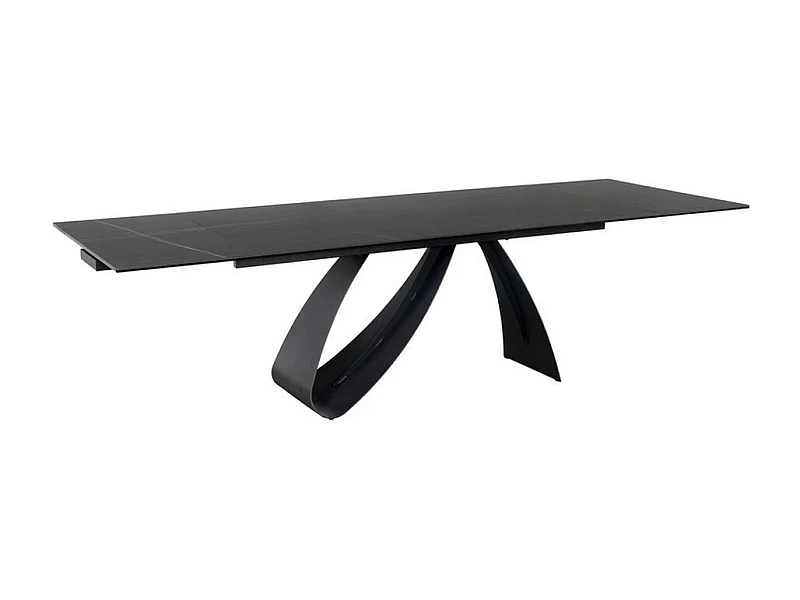 Mesa de comedor Justine de cerámica negra y cristal templado