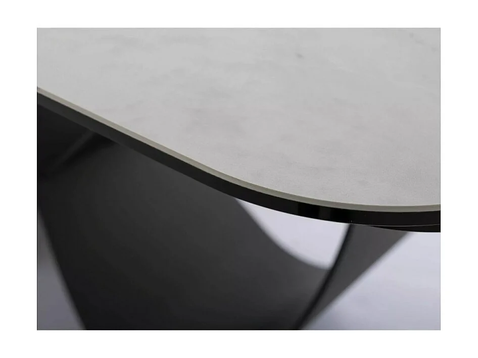 Table design rectangulaire extensible aspect marbre gris Ambre