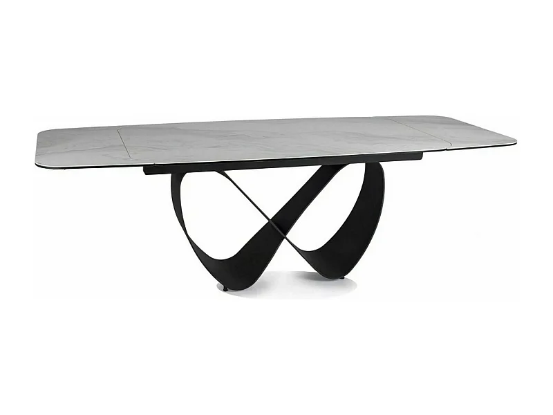 Table design rectangulaire extensible aspect marbre gris Ambre