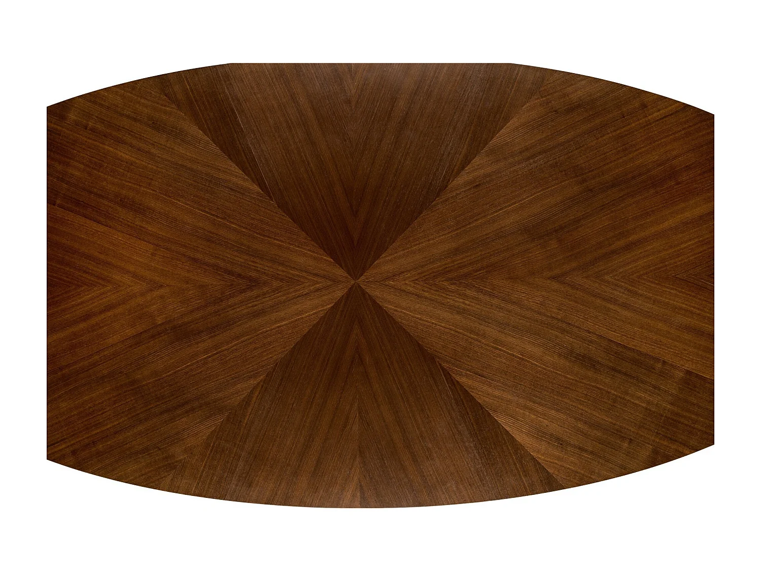 Table de salle à manger ovale plaqué noyer avec pied central Moonrise