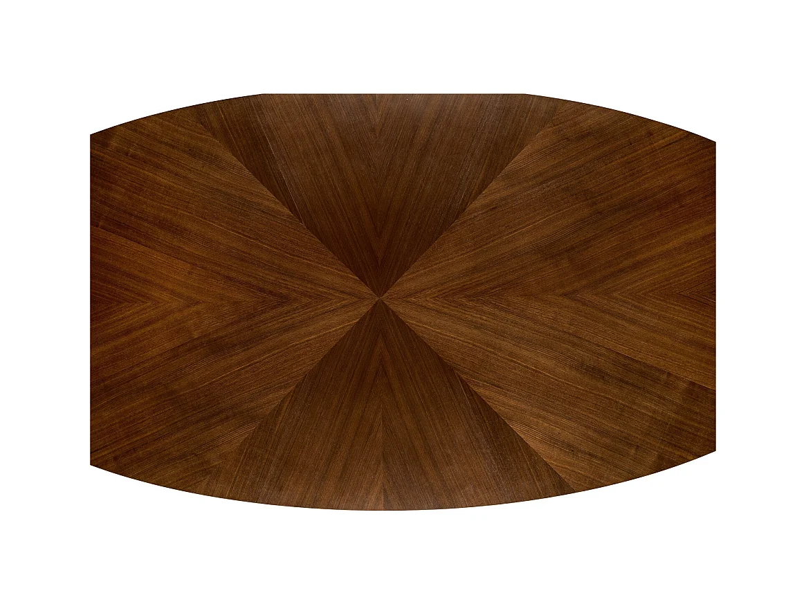 Table de salle à manger ovale plaqué noyer avec pied central Moonrise