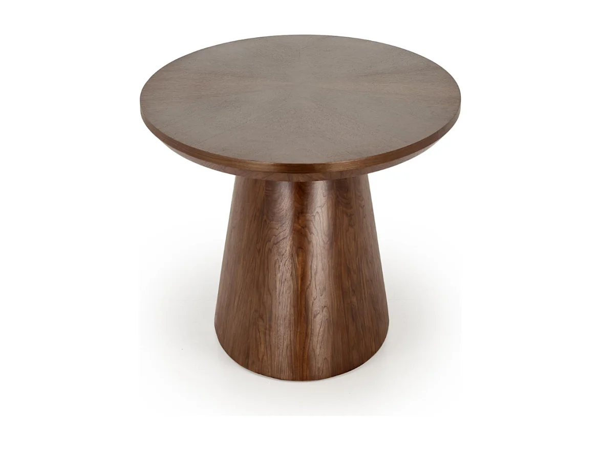 Table de salle à manger ovale plaqué noyer avec pied central Moonrise