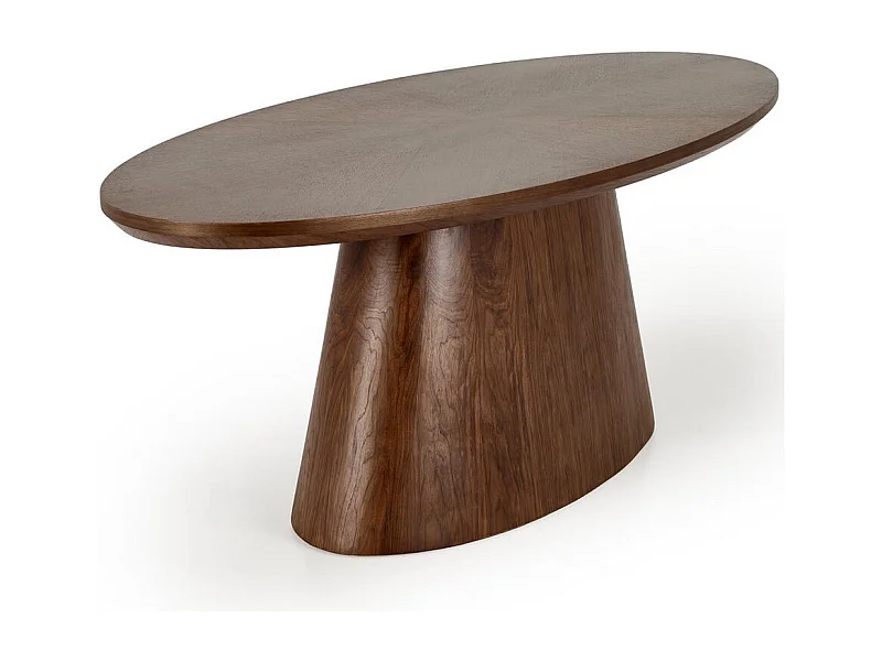 Table de salle à manger ovale plaqué noyer avec pied central Moonrise