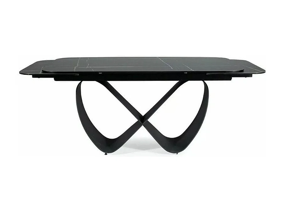 Table design rectangulaire extensible aspect marbre noir Ambre