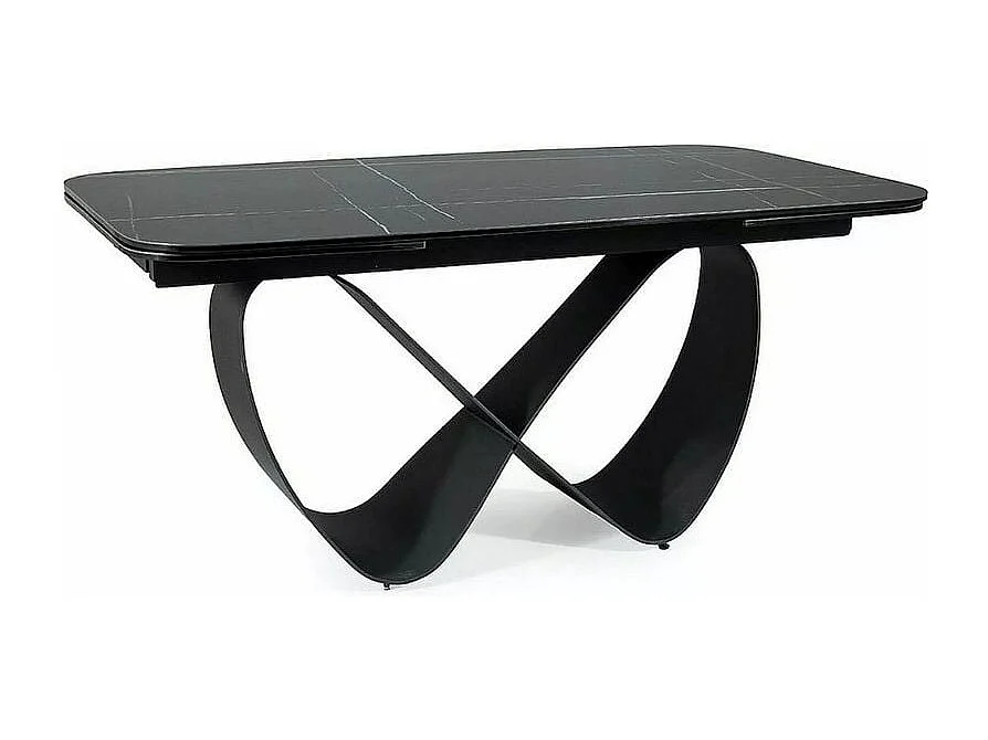 Table design rectangulaire extensible aspect marbre noir Ambre