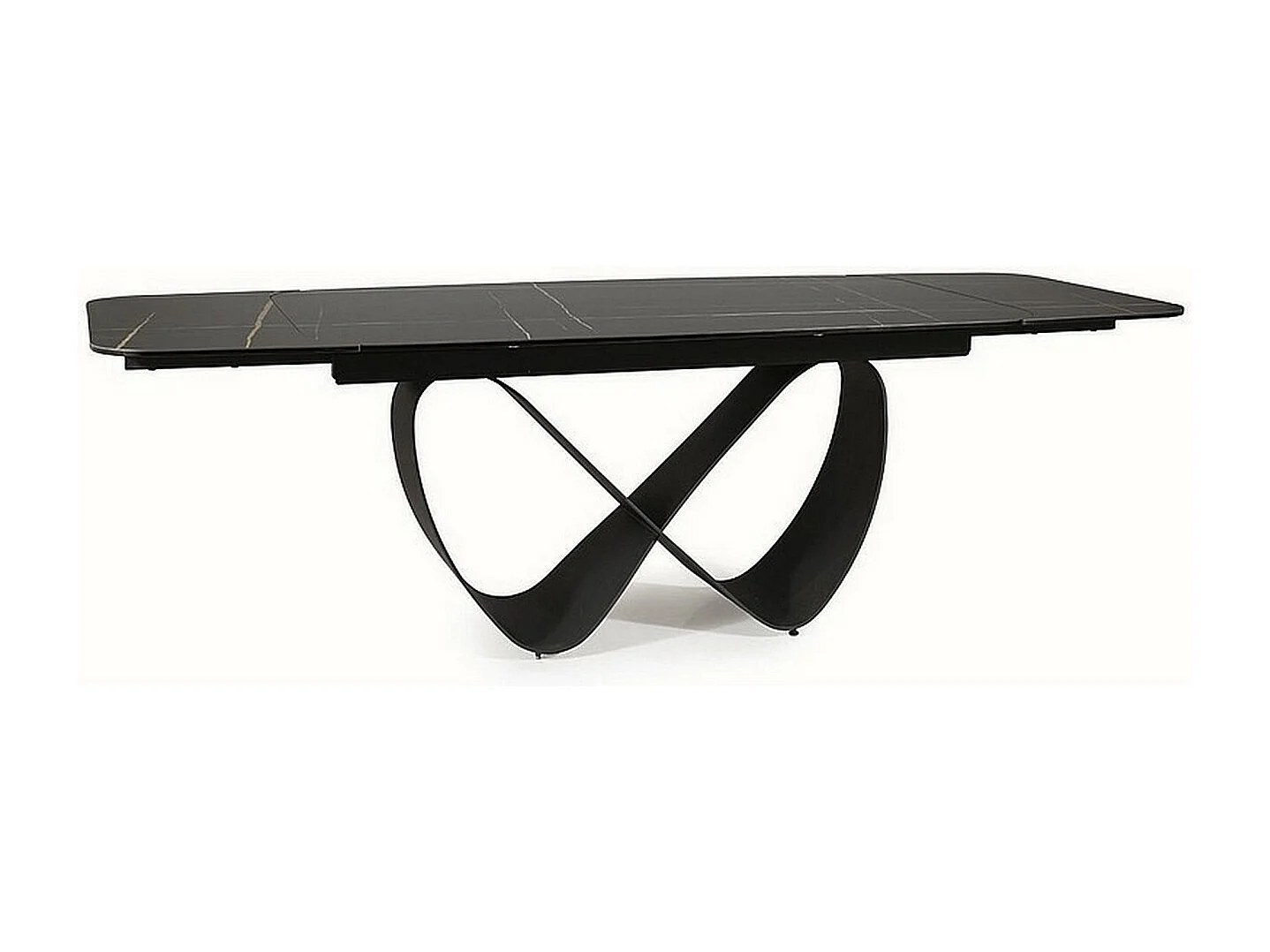Table design rectangulaire extensible aspect marbre noir Ambre