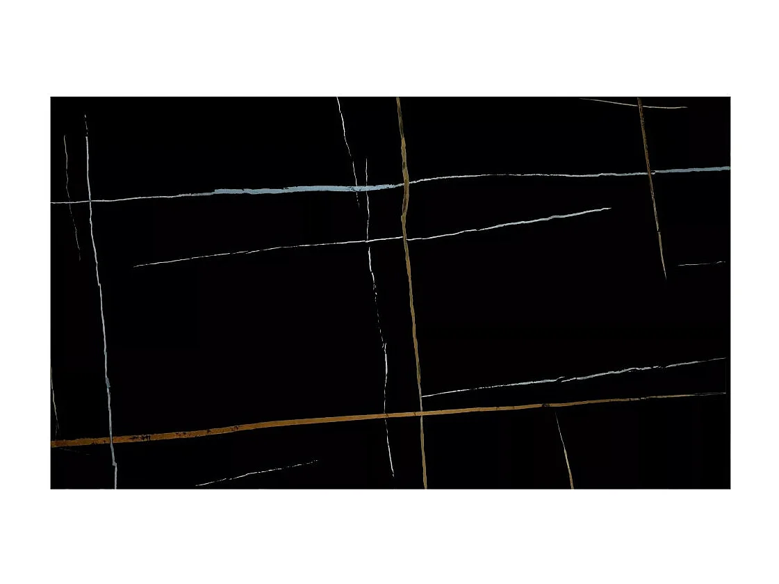 Table design rectangulaire extensible aspect marbre noir Ambre