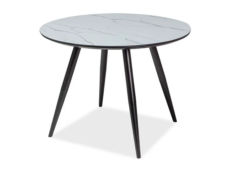 Table ronde 100 cm noir et blanche effet marbre Aude
