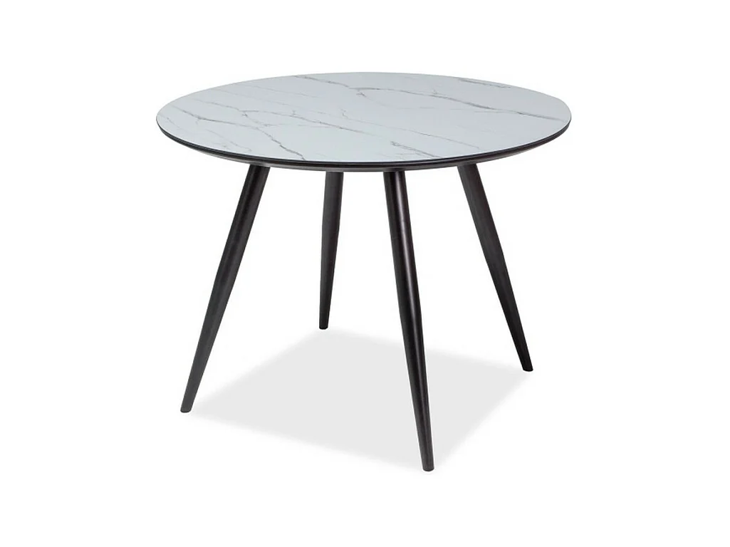 Table ronde 100 cm noir et blanche effet marbre Aude