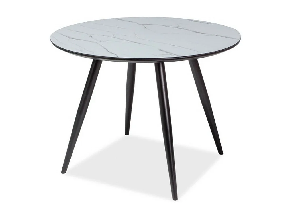 Table ronde 100 cm noir et blanche effet marbre Aude