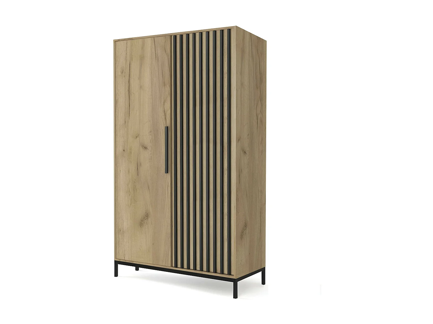 Armoire noire et bois avec tasseaux Lazare