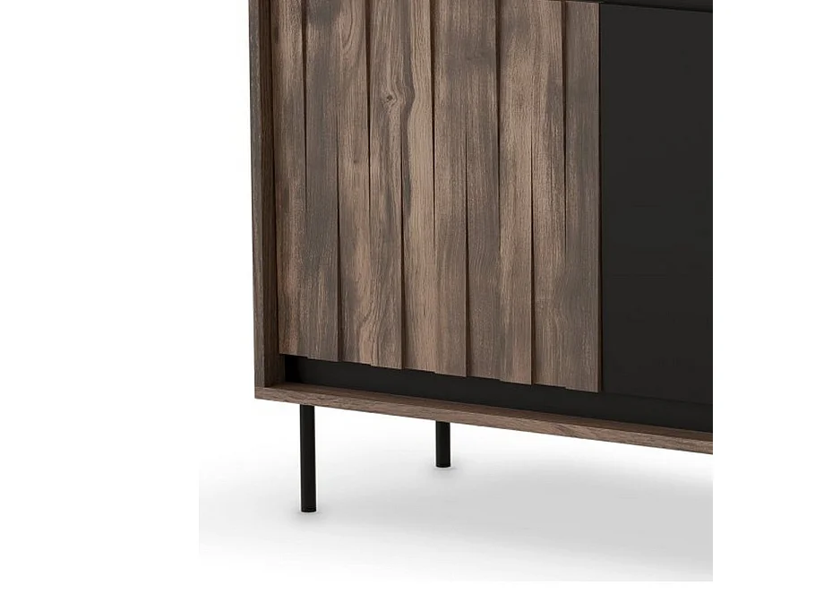 Buffet bas aspect noyer et noir mat 150 cm Matty