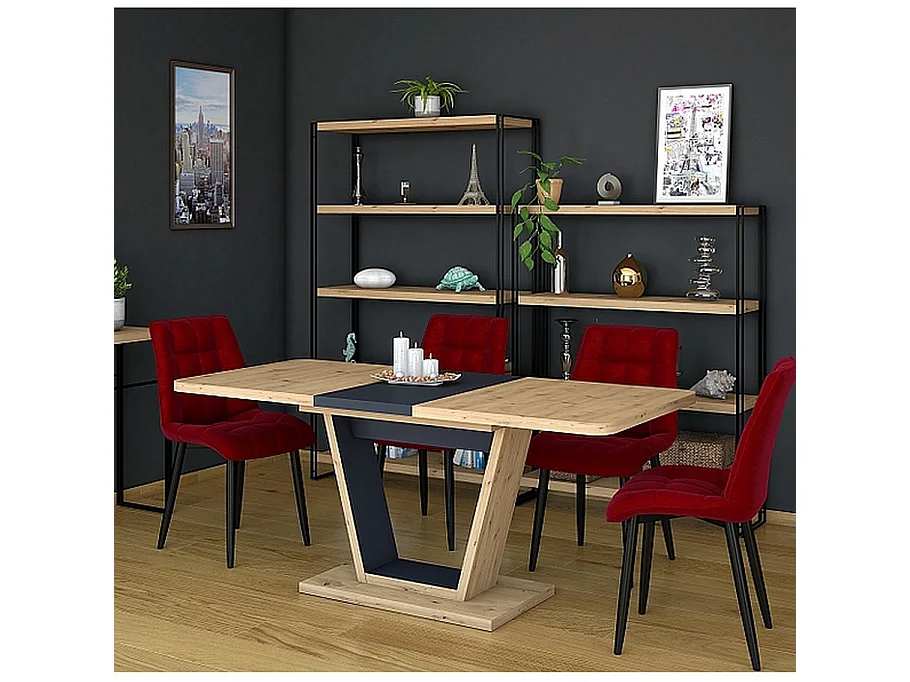 Tavolo da pranzo allungabile Wotan in rovere e marrone Lewis