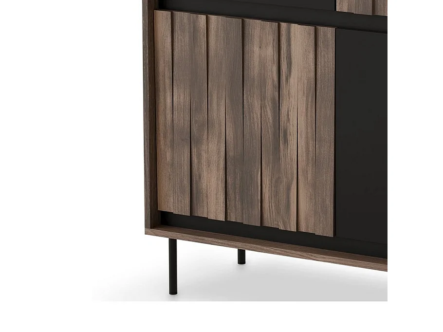 Tablero alto de diseño en nogal mate y negro mate