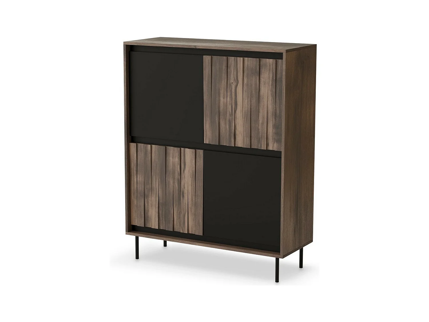 Buffet haut design aspect noyer et noir mat Matty