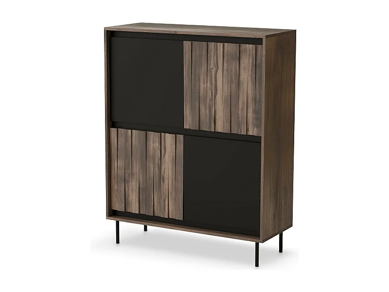 Credenza di design in noce opaco e nero opaco
