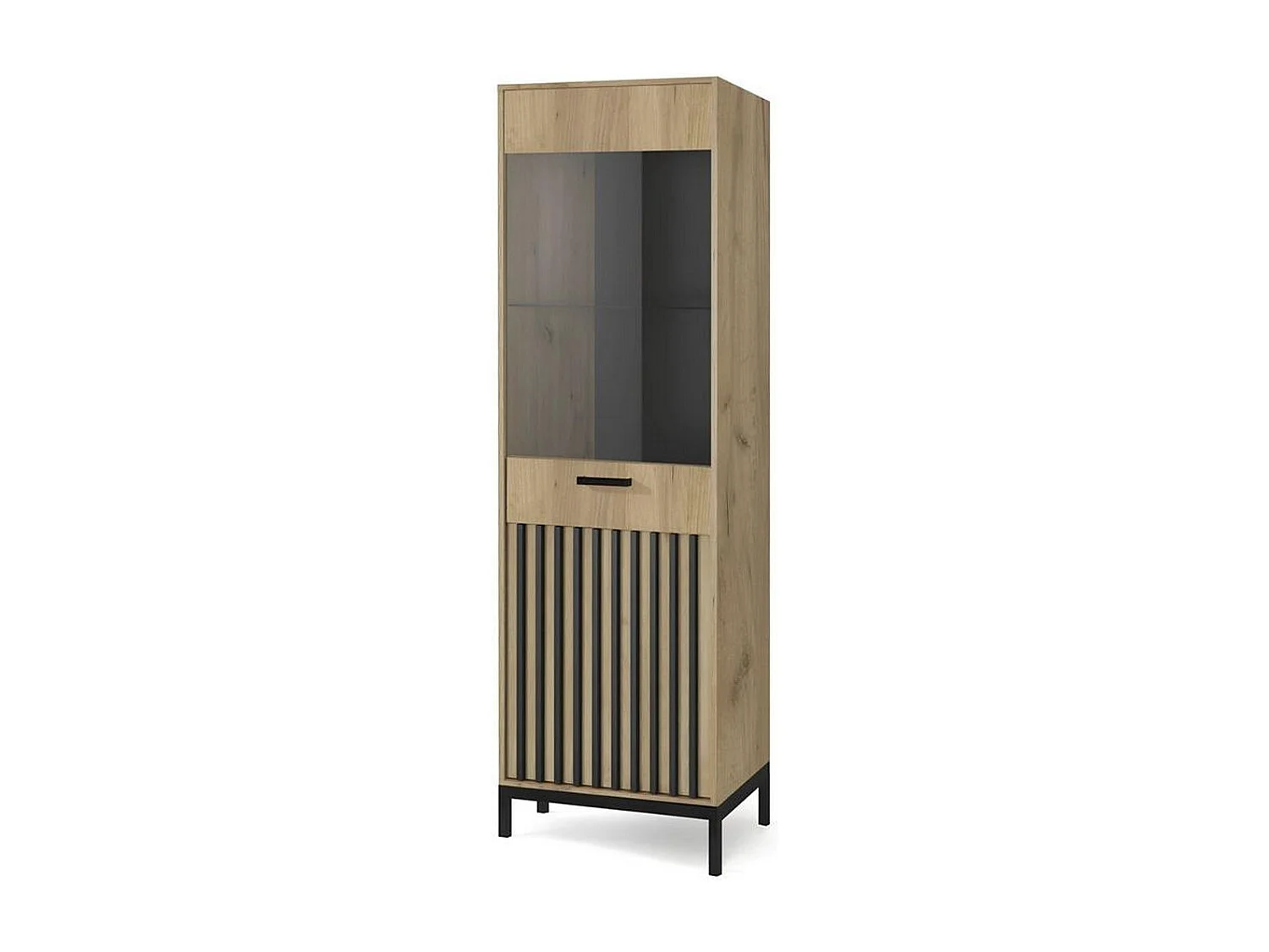 Vitrine noire et bois avec tasseaux Lazare