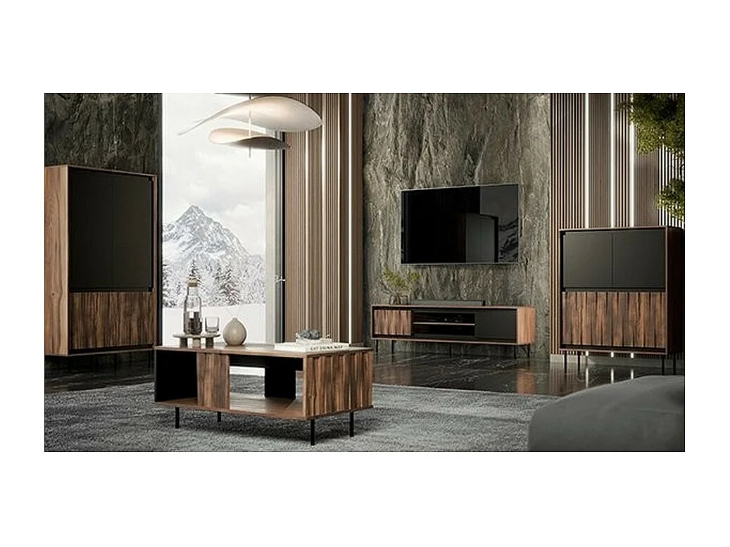 Vetrina di design in noce opaco e nero opaco