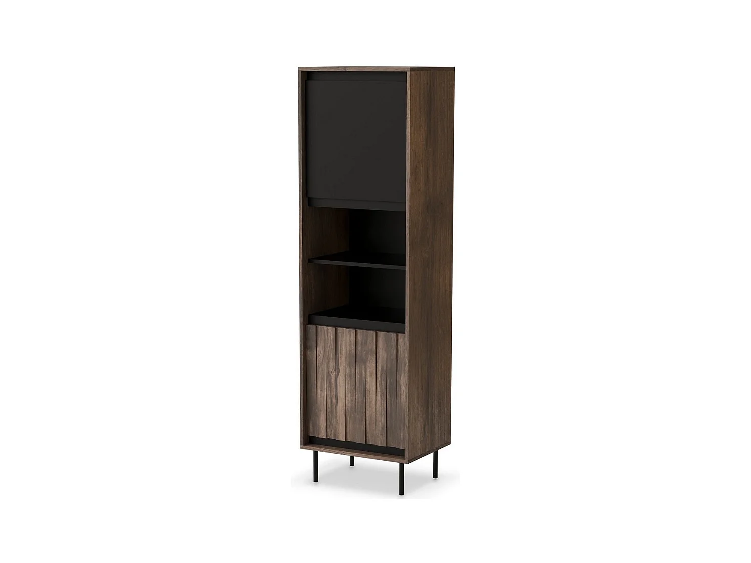 Vitrine design aspect noyer et noir mat Matty