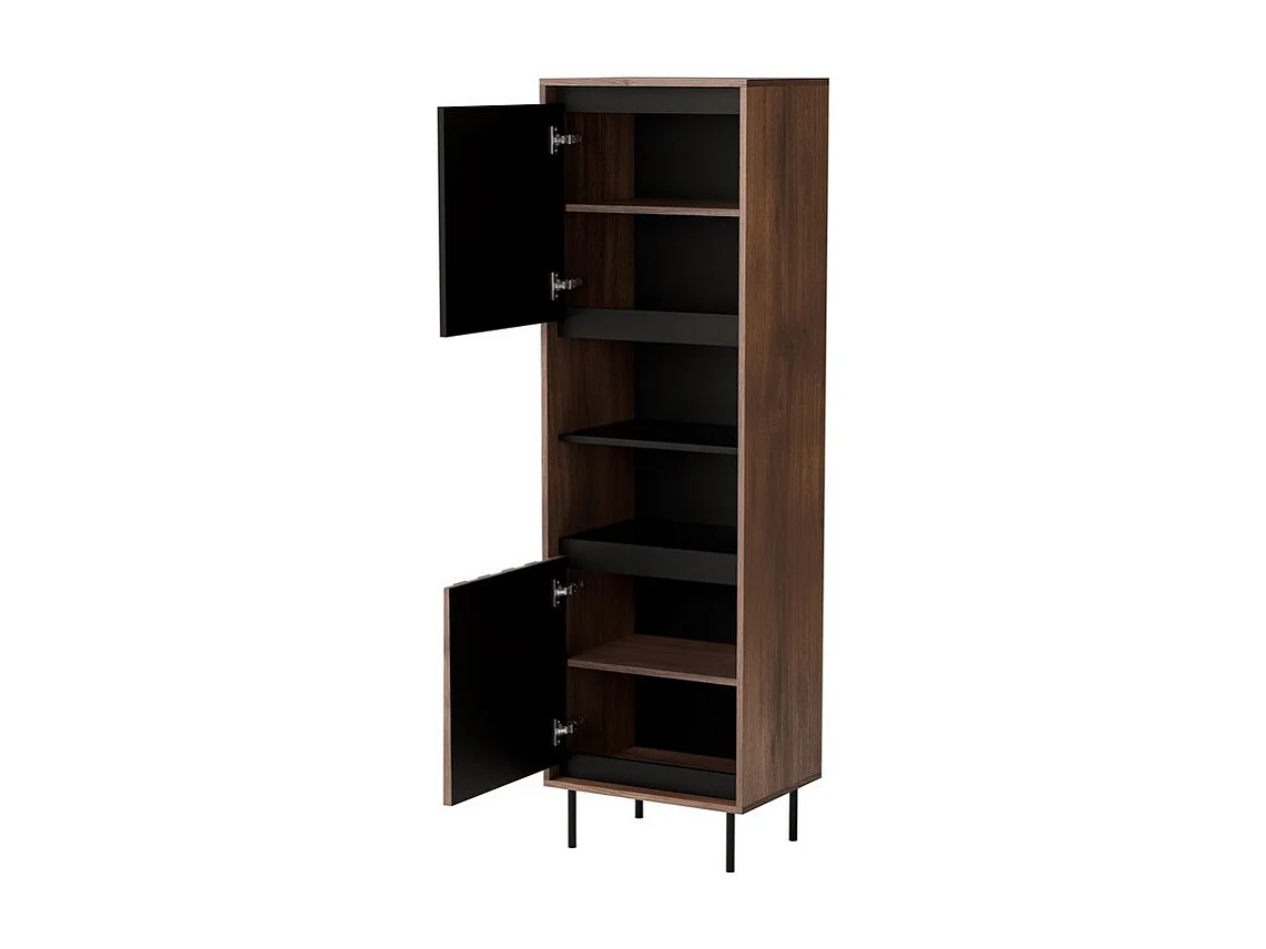 Vitrine design aspect noyer et noir mat Matty