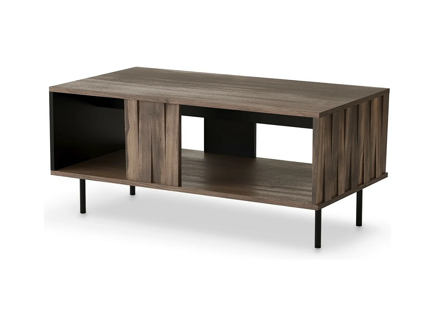 Table basse design aspect noyer et noir mat 100 x 54 cm Matty