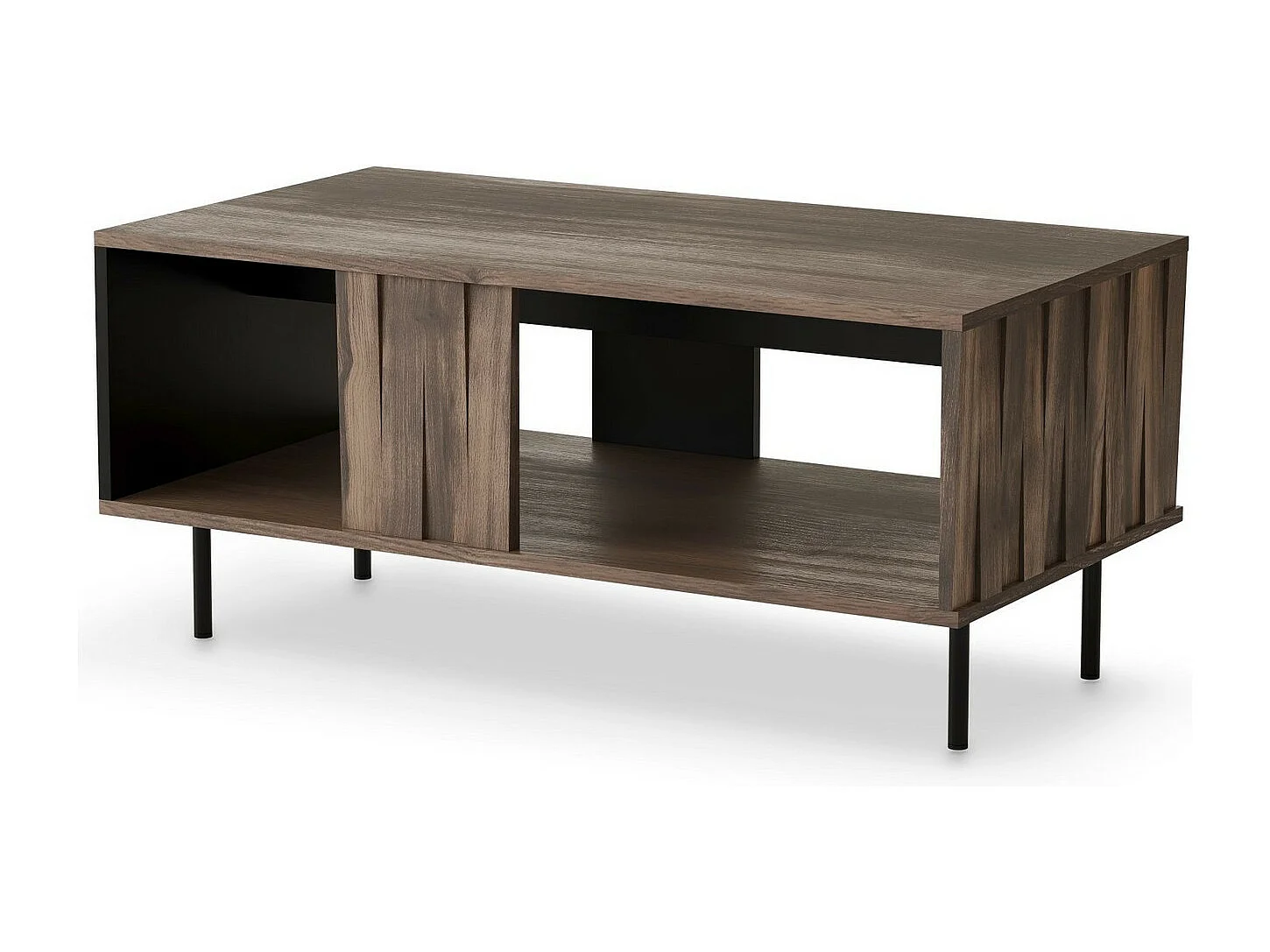 Table basse design aspect noyer et noir mat 100 x 54 cm Matty