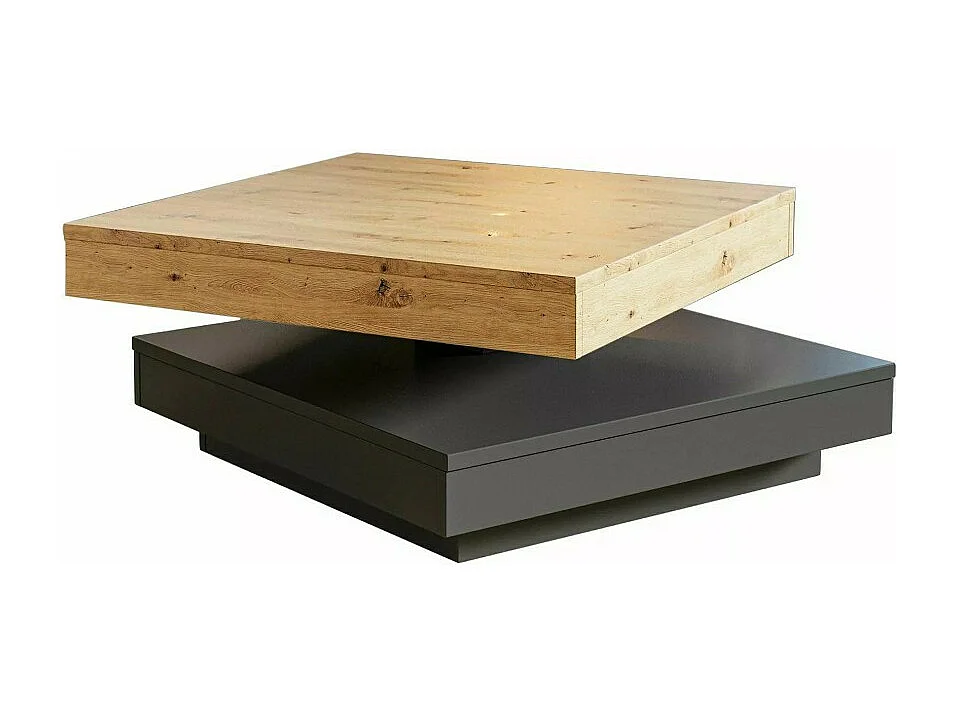Table basse carrée 67 cm avec plateau pivotant Numba