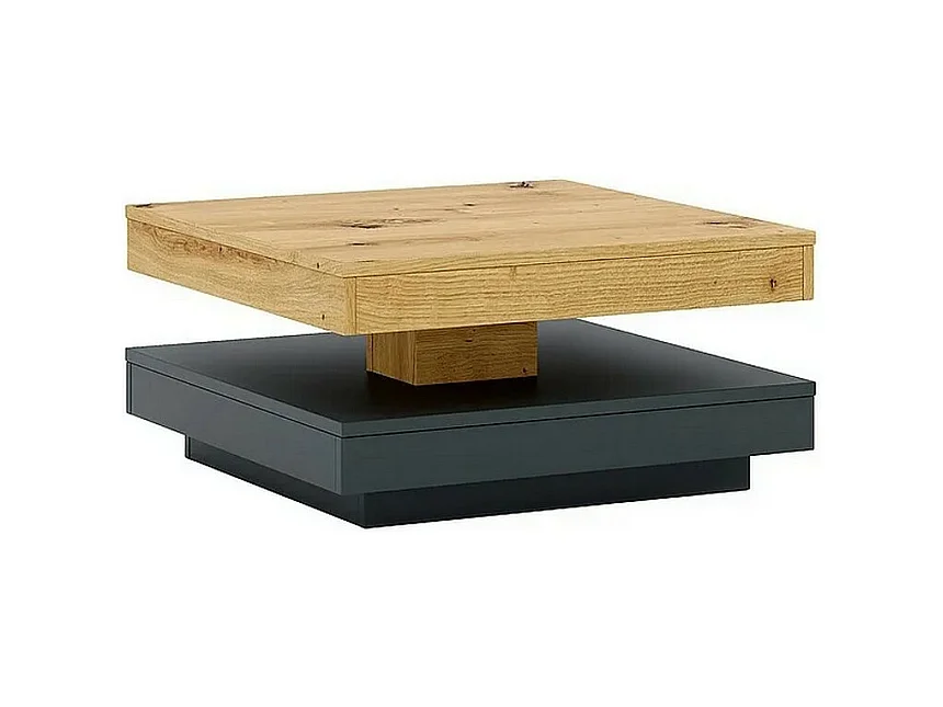 Table basse carrée 67 cm avec plateau pivotant Numba