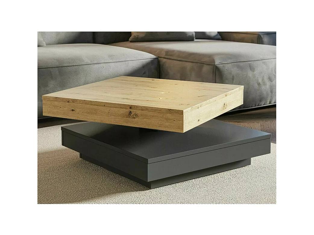 Mesa de centro cuadrada 67 cm con tablero giratorio Numba