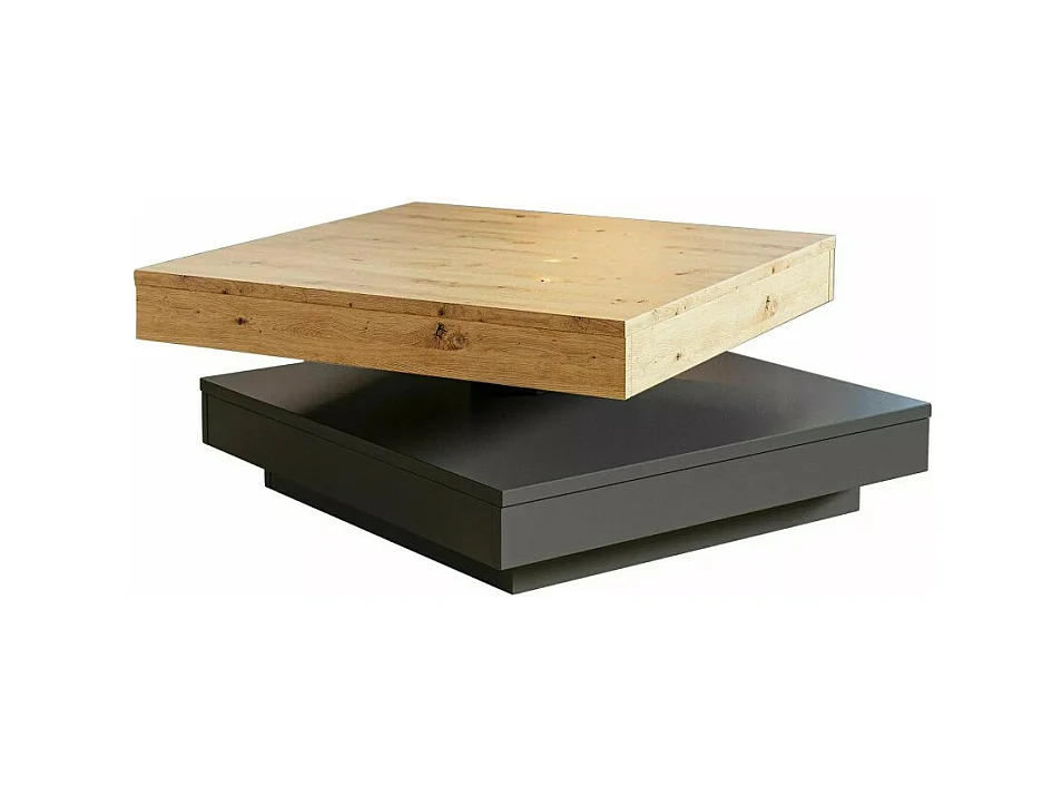 Mesa de centro cuadrada 67 cm con tablero giratorio Numba