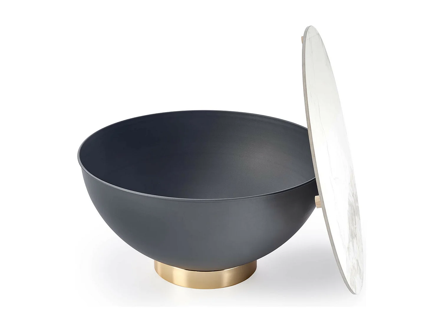 Mesa de centro redonda de cerámica imitación mármol blanco 73 cm Clem