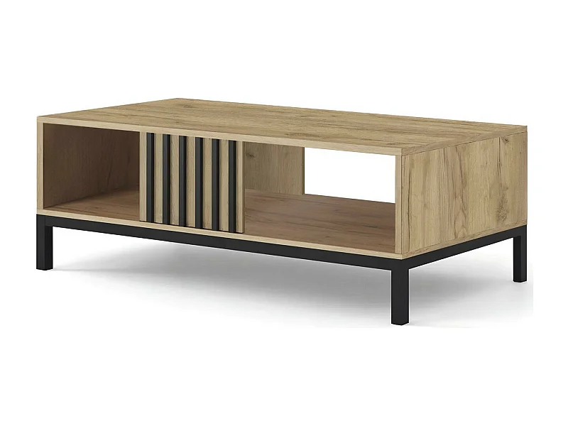 92 x 50 cm tavolino in legno e nero con doghe Lazare