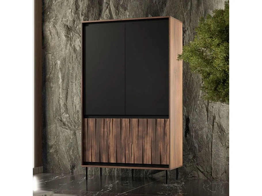 Armadio di design in nero opaco e noce opaco