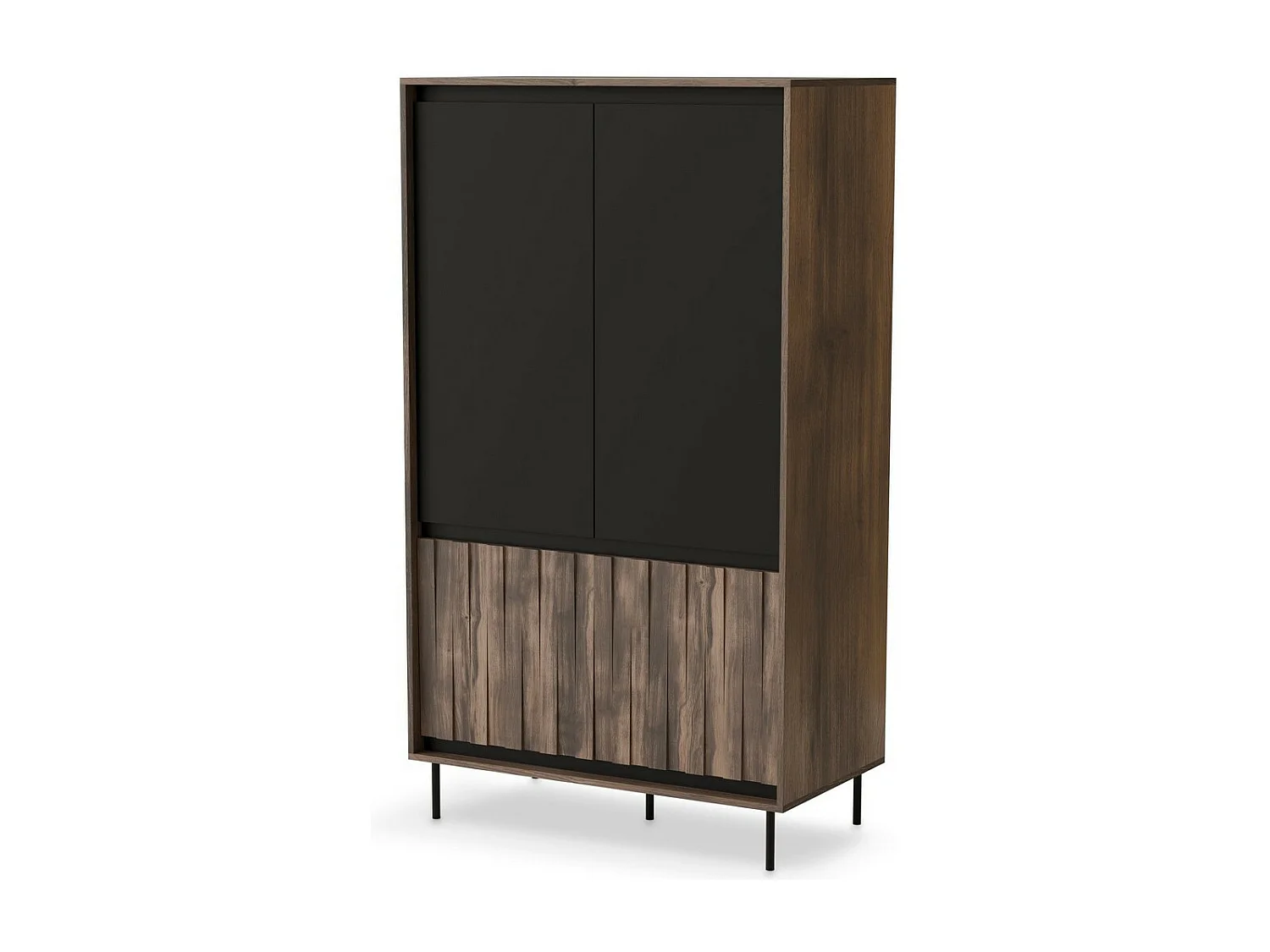 Armoire design aspect noyer et noir mat Matty